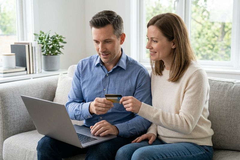 A couple in their 30's Purchasing the best colorectal cancer screening test - ColoHealth Direct